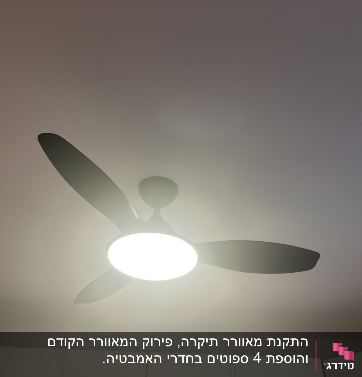 מאוורר תקרה עם תאורה דולקת